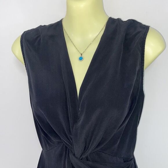 All Saints Dress “Salima” Black Silk Gathered Tie Bodice Nwot Sz 4 - Picture 2 of 9